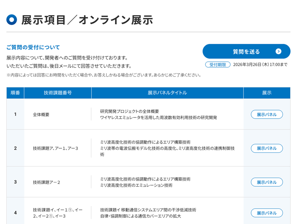「展示項目・オンライン展示」ページ