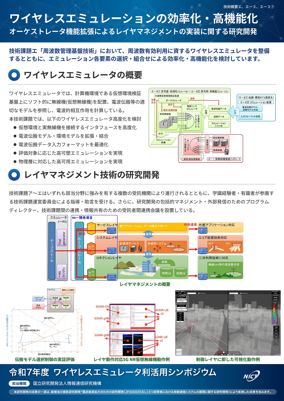 ワイヤレスエミュレーションの効率化・高機能化 オーケストレータ機能拡張によるレイヤマネジメントの実装に関する研究開発 パネル